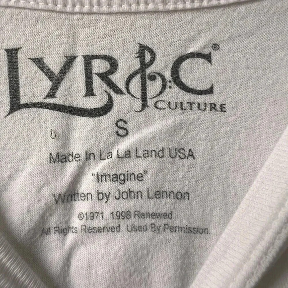 Vintage 2000s John Lennon Imagine Single Song Music  Photo T-Shirt, White Small - Picture 2 of 2